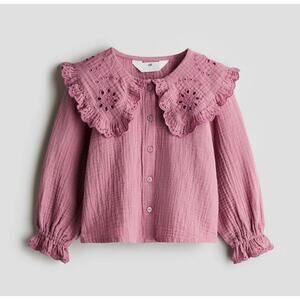 H&M Mauve long sleeved eyelet Blouse size 6 girls  NWT